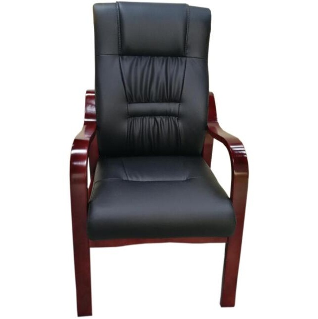 ZAS-BGY-03型实木办公椅 黑色职员皮椅接待电脑椅 会议椅